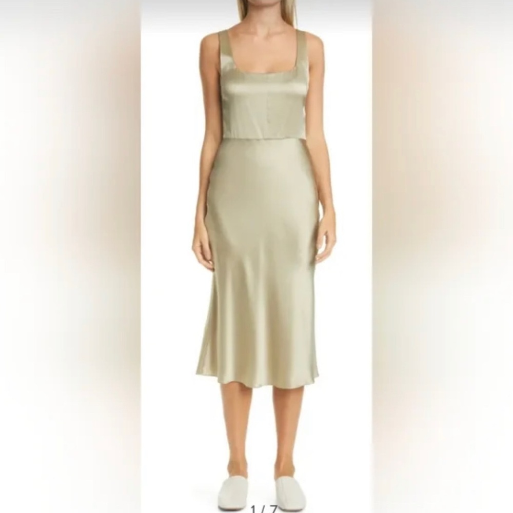 Vince Satin Slim Fitted Sleeveless Dress - champagne / sepia blend